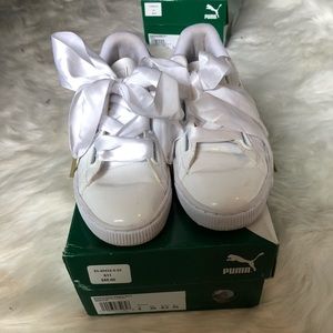 puma basket heart patent women's sneakers